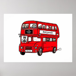 Red Double Decker London Bus Birth Print Poster