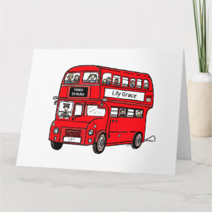 Red Double Decker London Bus Birthday Kaart