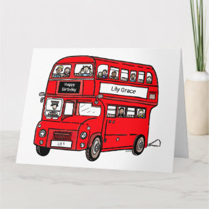 Red Double Decker London Bus Birthday Kaart