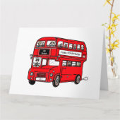 Red Double Decker London Bus Birthday Kaart (Gele Bloem)