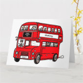 Red Double Decker London Bus Moederdag Kaart (Gele Bloem)