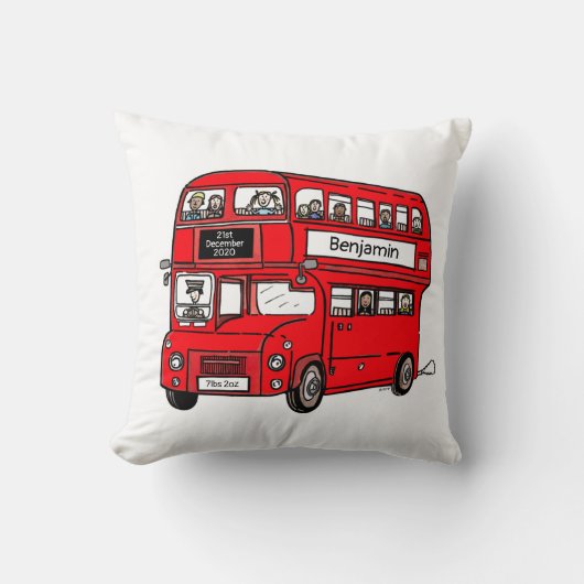 Red Double Decker London Bus Newborn Gift Kussen (Voorkant)