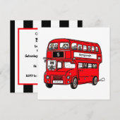 Red Double Decker London Bus Verjaardag uitnodigin Kaart (Voorkant / Achterkant)