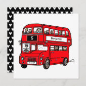 Red Double Decker London Bus Verjaardag uitnodigin Kaart (Voorkant / Achterkant)