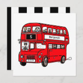 Red Double Decker London Bus Verjaardag uitnodigin Kaart (Voorkant / Achterkant)
