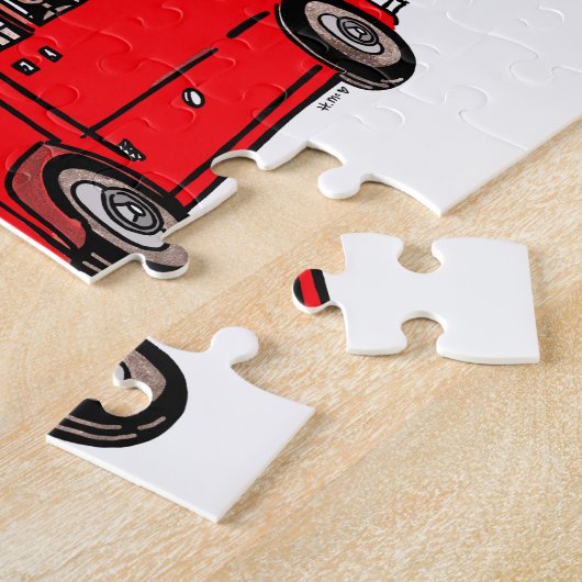 Red Double Decker London Bus Wedding Voorstel Legpuzzel (Zijkant)