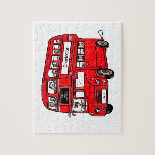 Red Double Decker London Bus Wedding Voorstel Legpuzzel (Verticaal)
