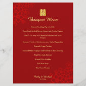 Red Double Gelukkig Chinese bruiloft Menu (Voorkant)