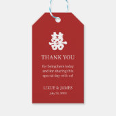 Red Double Happiness Chinese calligrafie azian G Cadeaulabel (Voorkant)