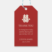 Red Double Happiness Chinese kalligrafie azian Cadeaulabel (Voorkant)