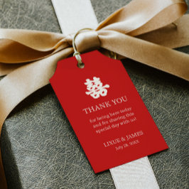 Red Double Happiness Chinese kalligrafie azian Cadeaulabel