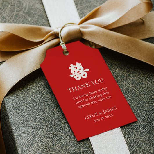 Red Double Happiness Chinese kalligrafie azian Cadeaulabel