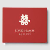 RED Double Happiness Chinese kalligrafie azian Gastenboek (Voorkant)