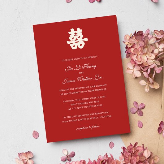 RED Double Happiness Chinese kalligrafie azian Kaart