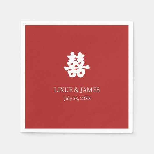 Red Double Happiness Chinese kalligrafie azian Servet (Voorkant)