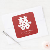 RED Double Happiness Chinese kalligrafie azian Vierkante Sticker (Envelop)