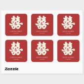 RED Double Happiness Chinese kalligrafie azian Vierkante Sticker (Vel)