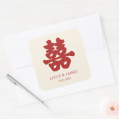 RED Double Happiness Chinese kalligrafie azian Vierkante Sticker (Envelop)