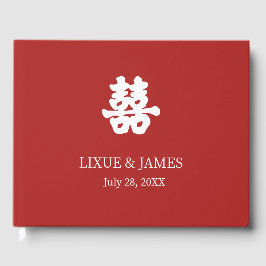 RED Double Happiness Chinese kalligrafie oriental Gastenboek