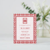Red Double Happiness Chinese Wedding Save the Date Aankondigingskaart (Staand voorkant)