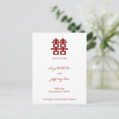 Red Double Happiness Chinese Wedding Save the Date Aankondigingskaart (Staand voorkant)