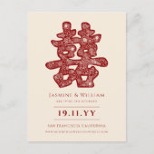 Red Double Happiness Chinese Wedding Save the Date Aankondigingskaart (Voorkant)