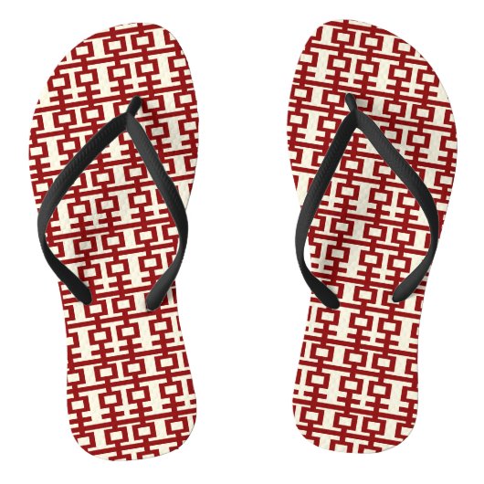Red Double Happiness Chinese Wedding Teenslippers (Voetbed)