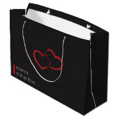 Red Double Heart Large Gift Bag Groot Cadeauzakje (Achterkant Gekanteld)