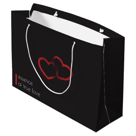 Red Double Heart Large Gift Bag Groot Cadeauzakje (Achterkant Gekanteld)