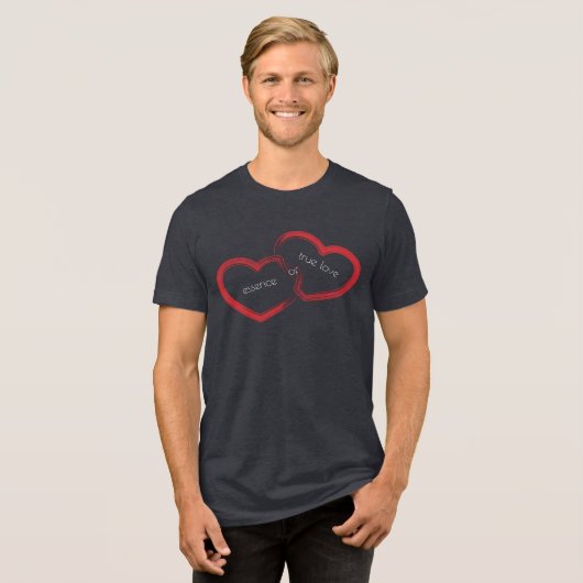 Red Double Heart Tri-Blend Shirt (Voorkant volledig)