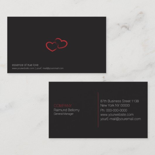Red Double Heart Visitekaartje (Voorkant / Achterkant)