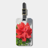 Red Double Hibiscus Flower Bagagelabel (Voorkant verticaal)