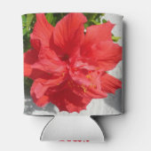 Red Double Hibiscus Flower Blikjeskoeler (Achterkant)