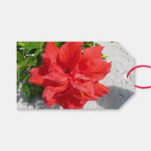 Red Double Hibiscus Flower Cadeaulabel (Voorkant (Horizontaal))