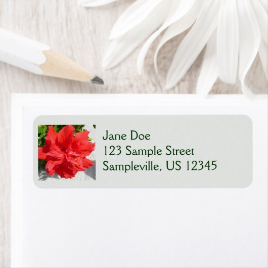 Red Double Hibiscus Flower Etiket (Insitu)