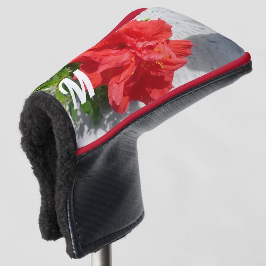 Red Double Hibiscus Flower Golfheadcover (3/4 voorkant)