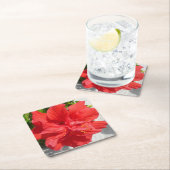 Red Double Hibiscus Flower Kartonnen Onderzetters (Insitu)