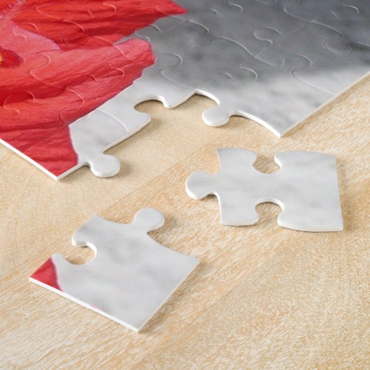 Red Double Hibiscus Flower Legpuzzel (Zijkant)