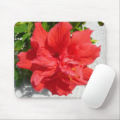 Red Double Hibiscus Flower Muismat (Met muis)