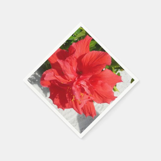 Red Double Hibiscus Flower Servetten (Hoek)
