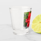 Red Double Hibiscus Flower Shot Glas (Links)