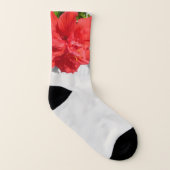 Red Double Hibiscus Flower Sokken (Links binnenkant)