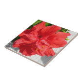 Red Double Hibiscus Flower Tegeltje (Zijkant)