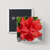 Red Double Hibiscus Flower Vierkante Button 5,1 Cm (Voorkant /achterkant)