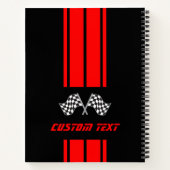 Red Double Race 🏎 Stripes met vlag Notitieboek (Achterkant)