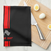 Red Double Race 🏎 Stripes met vlag Theedoek (Quarter Fold)