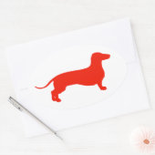 Red Doxie Ovale Sticker (Envelop)
