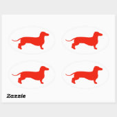 Red Doxie Ovale Sticker (Vel)