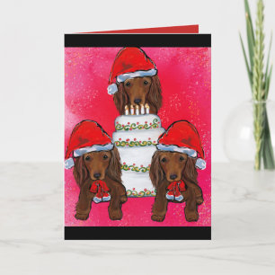 Red Doxie Santas Kaart