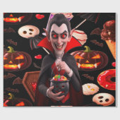 Red Dracula Fun Spook voor Halloween Cadeaupapier (Vlak)